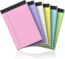 6 Pack Note Pads 5 X 8 Inch Colored Small Legal Pads 5 X 8 Pink Notepad Perforat