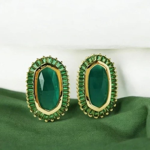 Kendra Scott Baguette Ellie Green Mix Ohrstecker in Gold. Einzelhandel 85 $
