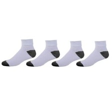 6 12 Pairs Mens Ankle Quarter Crew Sport Socks White 2 Tones Cotton 9-11 10-13