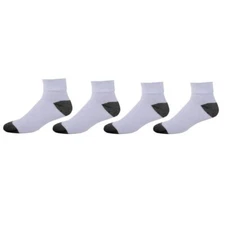 6 12 Pairs Mens Ankle Quarter Crew Sport Socks White 2 Tones Cotton 9-11 10-13