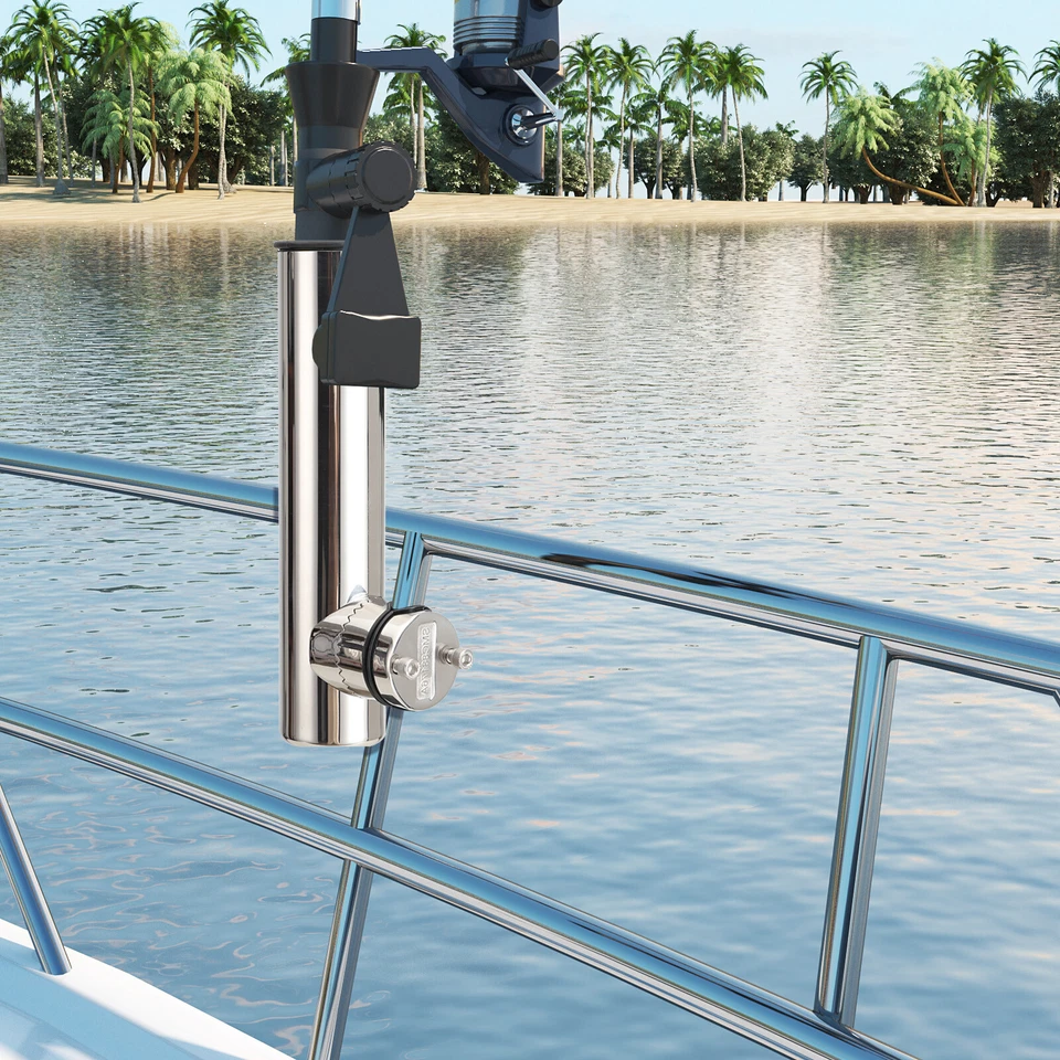 2 Stück Boot Edelstahl Bootsrutenhalter Angelrutenhalter für 19mm-25mm Reling - Bild 2 von 4