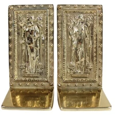 Brass Bookends Virginia Metalcrafters DOORS Library of Congress Intellectus Hum