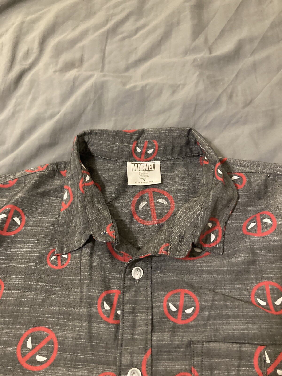 Marvel Deadpool Button Down Dress Shirt Short Sle… - image 3