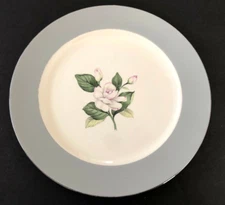 Homer Laughlin HLC342 White Roses, Pink Tips, Gray Rim - 9-1/4" LUNCHEON PLATE