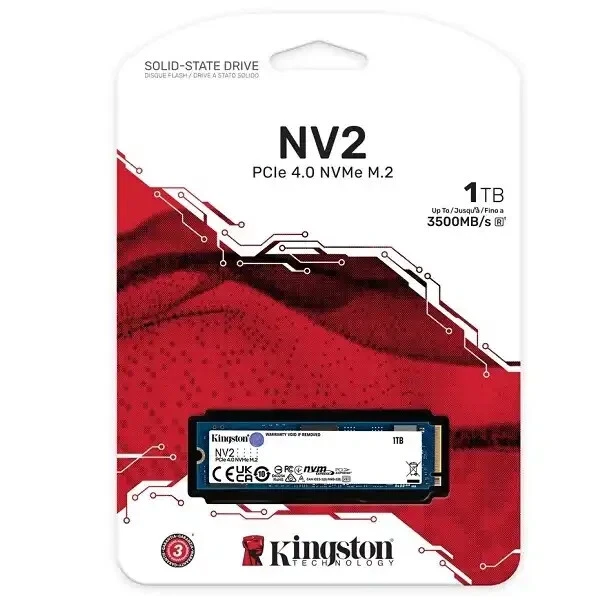Kingston M.2 2280 1TB NV2 PCIe 4.0 NVMe SSD for Laptops Small Form Factor PCs
