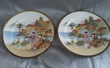 Pair of japanese Mount Fuji Scene Collectable Plates