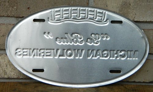 Rare Vintage Michigan Wolverines "Go Blue" Football Shaped License Plate, U of M - Picture 9 of 9