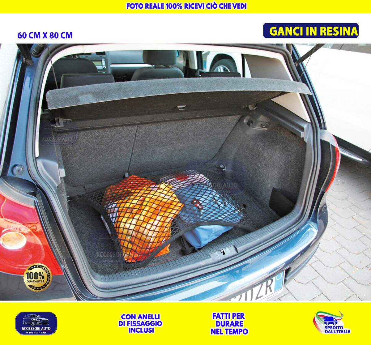 Rete Portaoggetti Per Auto 31x21cm - Set 2 Pezzi Con Viti E Ganci - Foto 6