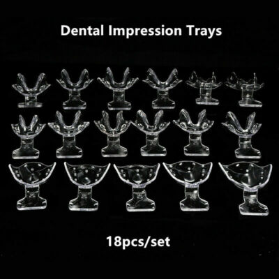 Dental Edentulous Jaw Impression Trays Full Denture Frame Cut Back Clear