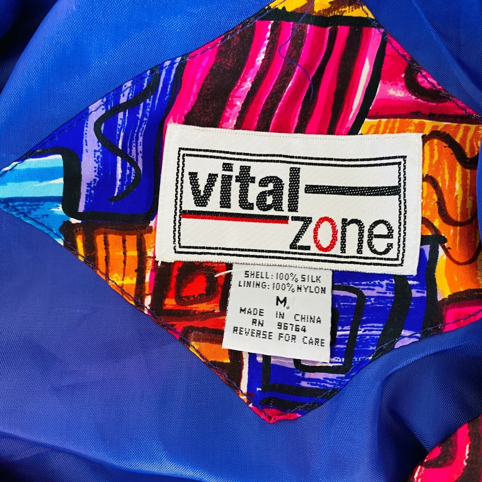 Vital Zone Vintage Pure Silk Rare Retro Men's Jacket Size Medium image 8