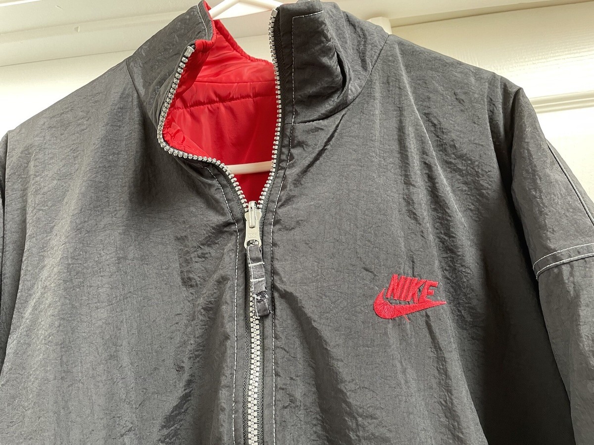 Nike Big Swoosh Logo Reversible Puffer Coat Jacket Size L White