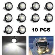 10x 34 Round Trailer Marker Led Lights White Clear Lens 12v For Truck Dump