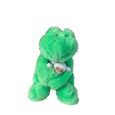 Gund Heads and Tales Plush Frog Holding Baby Lamb Sheep 9 in tall Seated Stuffed