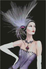Art Deco Lady in Purple Dress Counted Cross Stitch Chart  #24-128