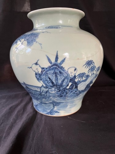 ancien vase chinois Kangxi avec fous. marque de 6 personnages - Photo 2 sur 10