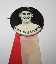 1940's Baseball Ted Williams Boston Red Sox Stadium Souvenir Pin Button Ribbon