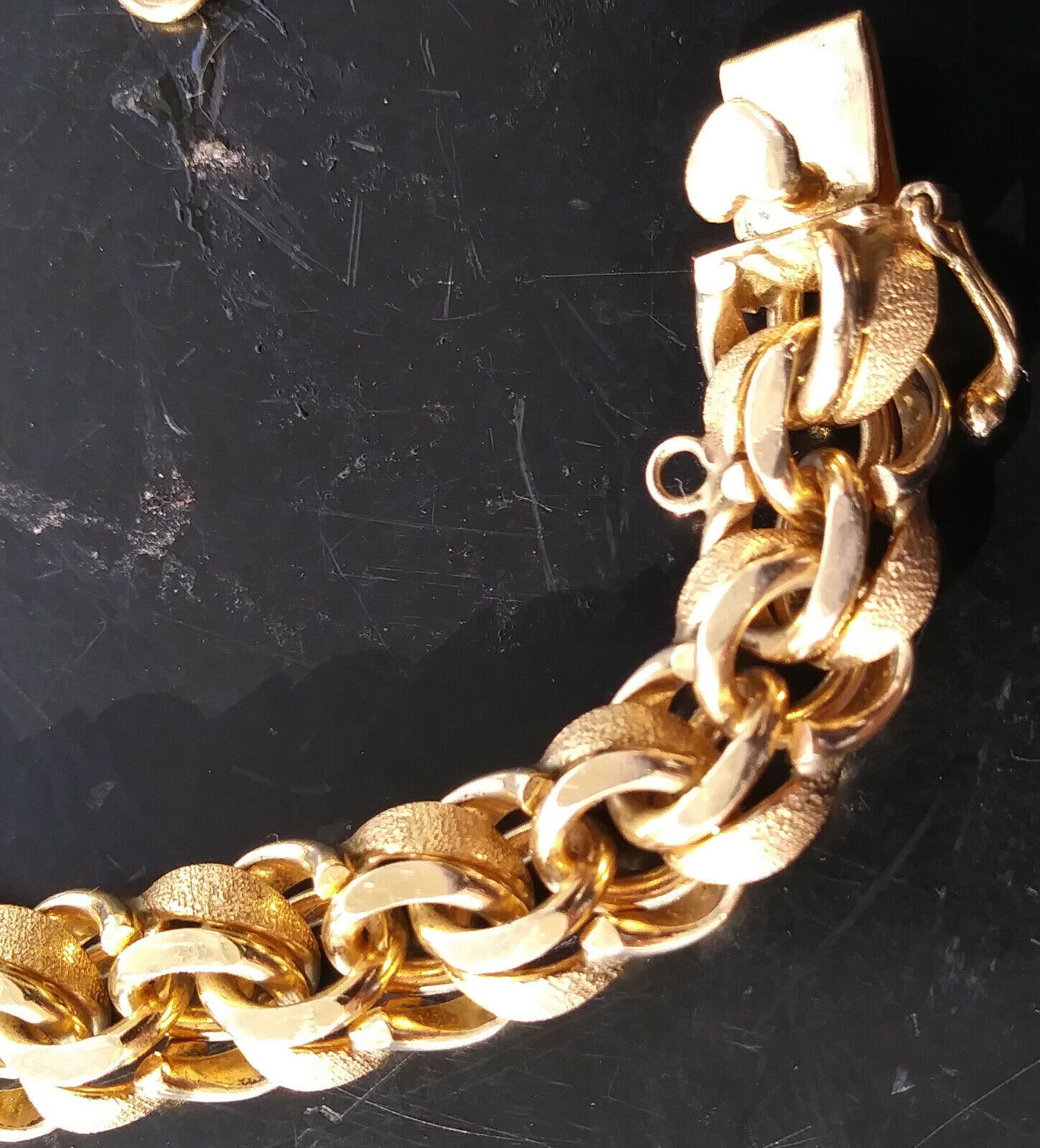 Vintage Gold Bracelet 33.3 G Textured Yellow Gold… - image 9