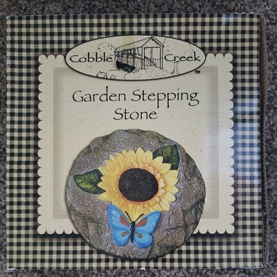 NEW IN BOX Cobble Creek Garden Stepping Stone Yellow Sunflower Blue Butterfly 