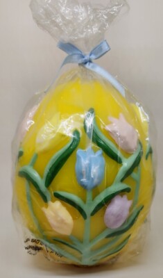 Hand Painted Flowers Spring Easter Candles Egg 