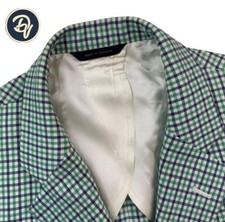 Mint 42 L Brooks Brothers Madison Fit Blue  Green Mini Plaid Cotton Blazer