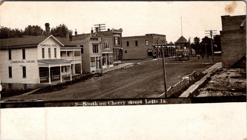 Letts Iowa Town View Cherry St Commercial House RPPC Real Photo
