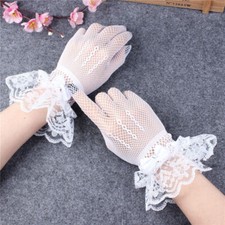 Women White Summer Uv-proof Driving Gloves Fishnet Gloves Christmas Lace Mittens