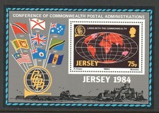 MAILLOT 1984 COMMONWEALTH POSTE ADMIN DRAPEAU SOUVENIR FEUILLE DE 1 TIMBRE EN...