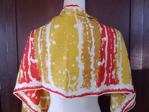 Vintage 70er Jahre Vera Neumann 44" langer Schal rot orange gold Herbstfarben - Bild 4 von 9