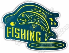 Fisherman Fish Fishing Worm Bite Hook Funny Car Bumper Vinyl Sticker Decal 5"X4"