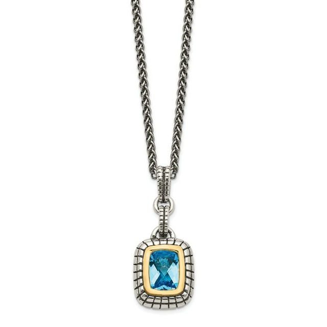 Shey Couture Qtc51 Sterling Silver With 14k Gold Swiss Blue Stone Topaz