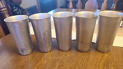 Mid century Kromex Tumblers deco aluminum set of 5 barware picnic