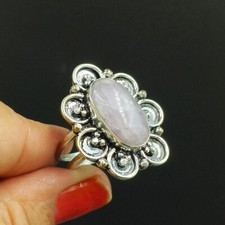 Natural Amethyst Oval Gemstone 925 Sterling Silver Ring Size-7.5 US