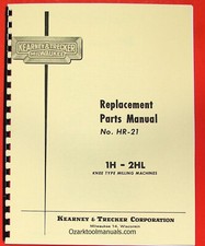 KEARNEY & TRECKER Milwaukee 1H-2HL Milling Machine Parts Manual 0414