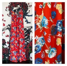 VTG Janice Hawaiian Tropical Long Polynesian Print Dress Womens Red USA Made S