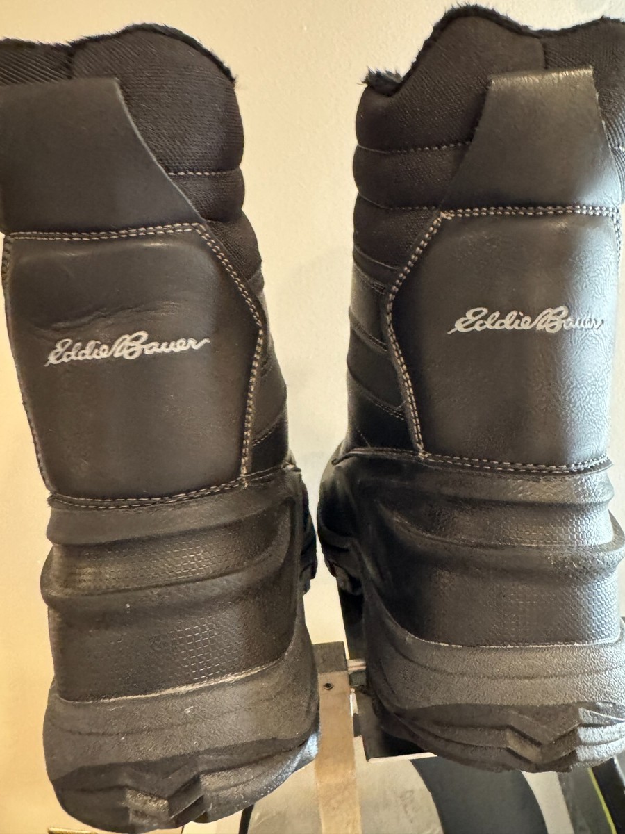 Eddie Bauer Men\'s Black Faux Fur Ankle Boots Lace Up Zipper Size 7 Eddie Bauer Black Suede Leather Faux Fur Lined Black Buckle  main image 2