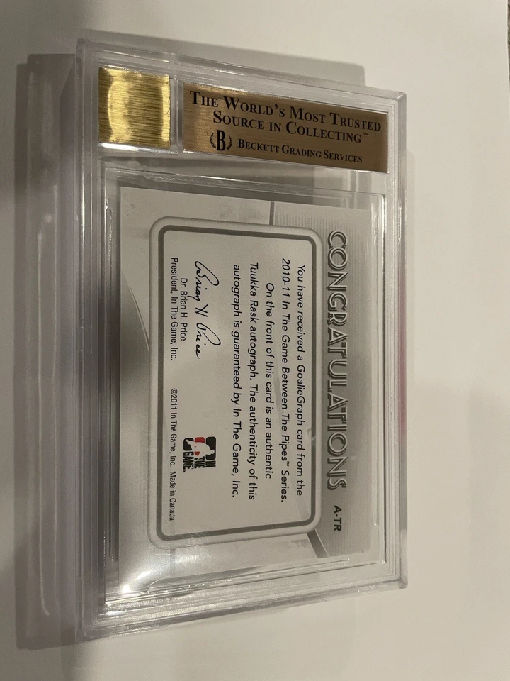 2010-2011 Between The Pipes Autographs Tuukka Rask Beckett Auto 10 - Image 2 of 2