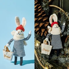 ANTHROPOLOGIE Traveling Bunny Ornament Paris