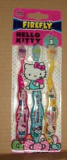 HELLO KITTY Toothbrush PINK Blue YELLOW Firefly Soft 3 Pack