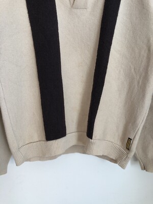 VTG 90s Armani Jeans Double Striped Wool Loop Collar