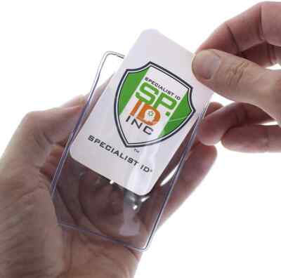 clear id card sleeve protectors Vinyl Badge Holder - Vertical Plastic Protector for Name and great for many government purchasing requirements and projects Plastic Card Sleeves: Protective ID