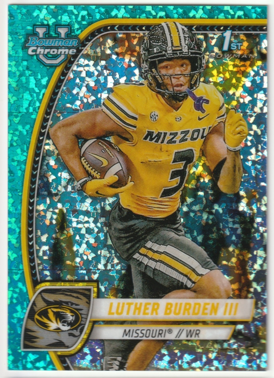 2024 Bowman University Chrome - Luther Burden #123 Aqua Mini-Diamond /275 Bears
