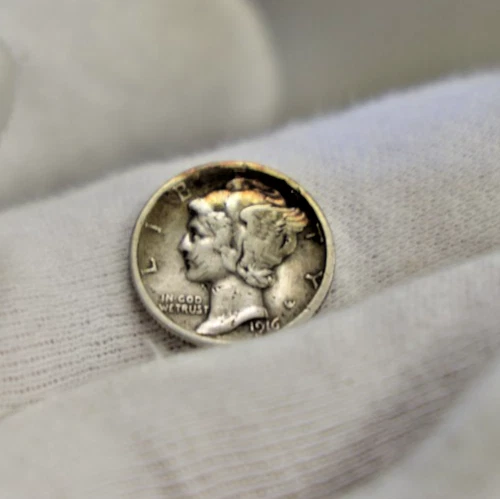 1916 S US Mercury Dime 10c VF (Cleaned)