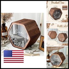 OurWarm Hexagonal Wooden Wedding Card Box for Reception