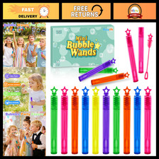 36 Mini Bubble Wands for Kids - Bulk Party Favors, 6 Color Assortment, Fun Outdo