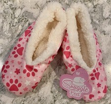 Women's Slippers Snuggle Feet M 6.5-7.5 Dog/Cat Pawprints Gripper Sole NWT