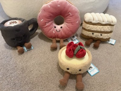 Jellycat Bundle Of 4 -Doughnut, Coffee Cup, Fleurette Tarte, Milie Mille-Feuille