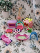 Littlest Pet Shop Accessories Lot Basket Bed Carrier Fish Tank Race Car LPS Vtg