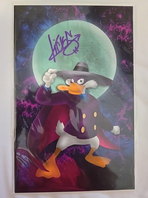 Darkwing Duck #1 (2023) Signed Kickstradomis Exclusive MOON VIRGIN Variant COA