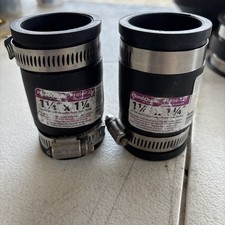 2 Pc 1 1/4 X 1 1/4 Flexible Coupling Rubber w/ SS Clamps PVC Pipe