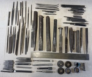 Vintage Machinist Tool Junk Drawer Lot! Threaded Taps, Files, Chisels, Tools